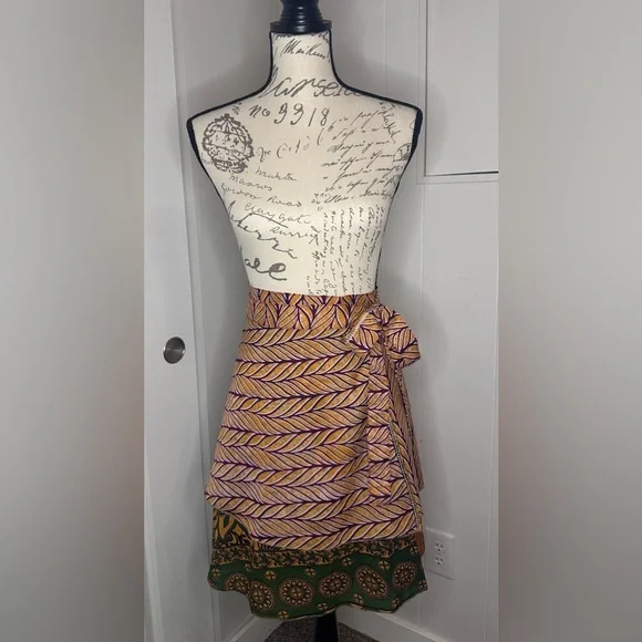 EARTHBOUND Purple and Gold A-Line Wrap Skirt - Picture 2 of 5